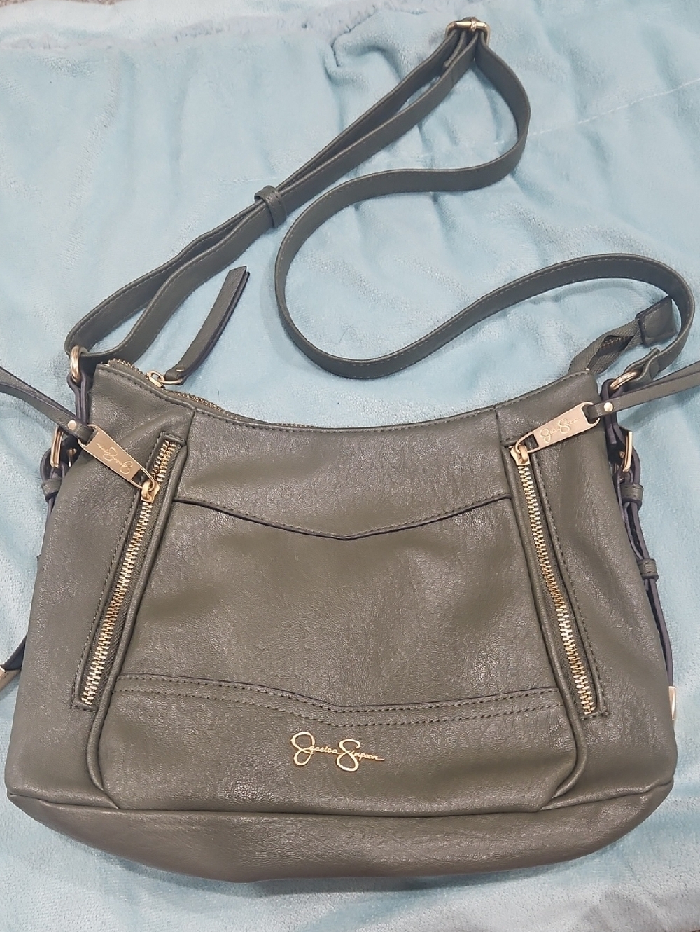 Jessica Simpson Olive Green Crossbody with Gold Hardware